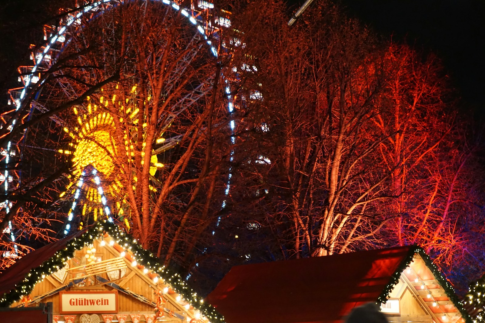a ferris wheel lit up in the night sky